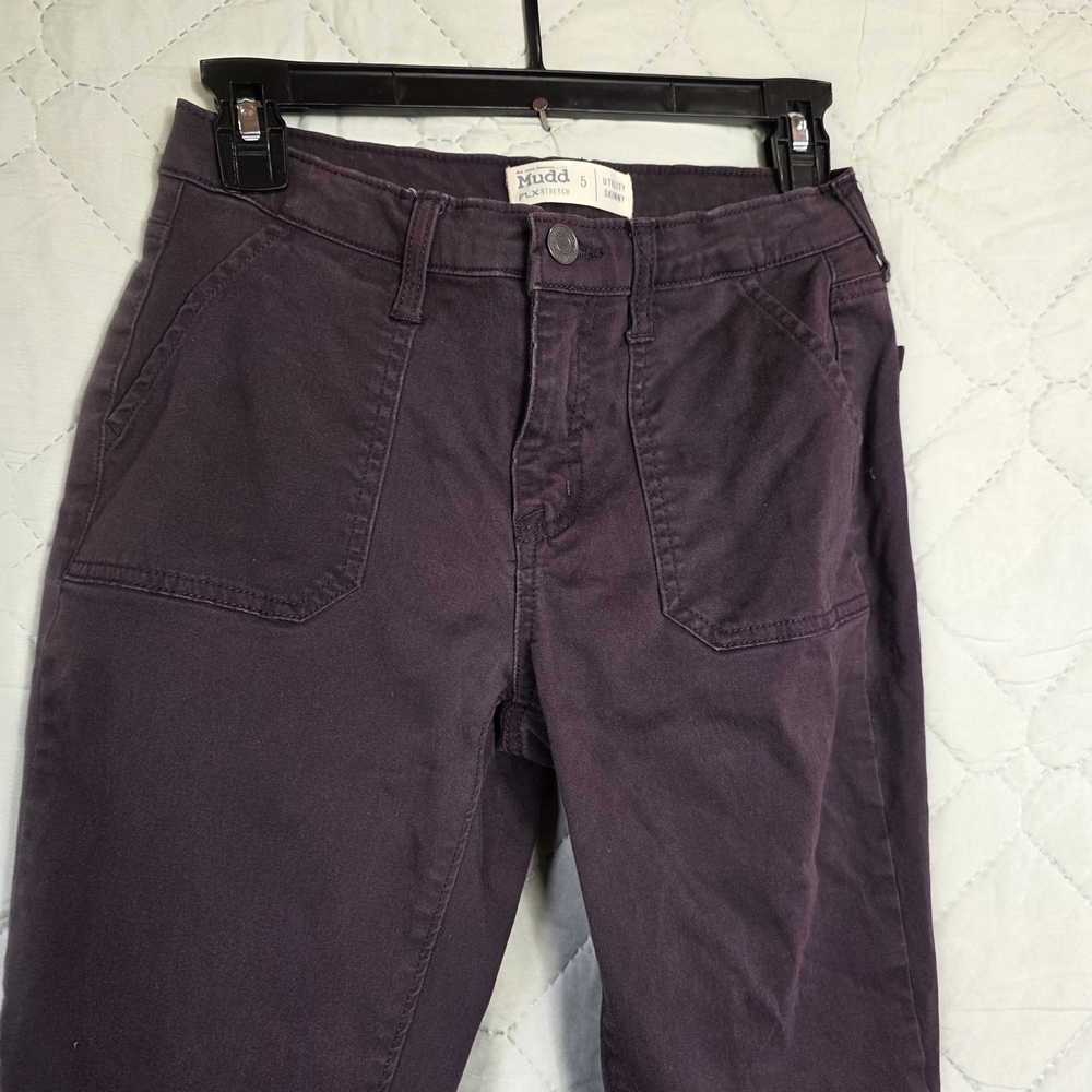 Mudd Women's FLX Stretch Jeans Casual Solid Purple Indigo Skinny Sz 5 - Picture 7 of 12